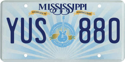 MS license plate YUS880