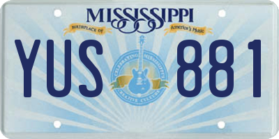 MS license plate YUS881