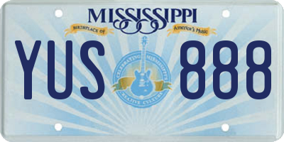 MS license plate YUS888