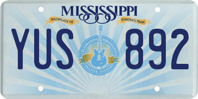 MS license plate YUS892