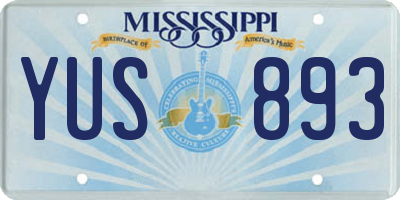 MS license plate YUS893