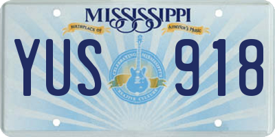 MS license plate YUS918