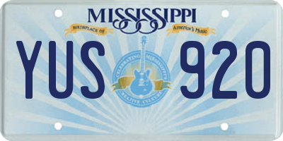 MS license plate YUS920