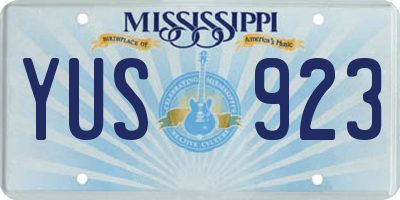 MS license plate YUS923