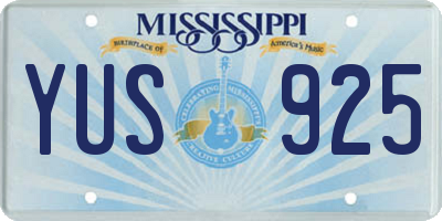 MS license plate YUS925