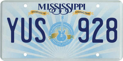 MS license plate YUS928