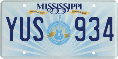 MS license plate YUS934