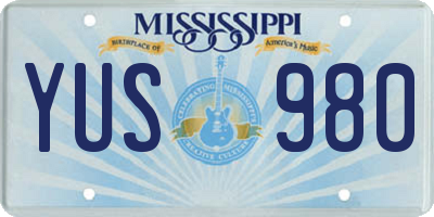 MS license plate YUS980
