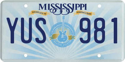 MS license plate YUS981