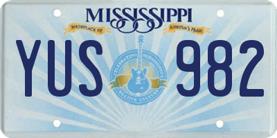 MS license plate YUS982