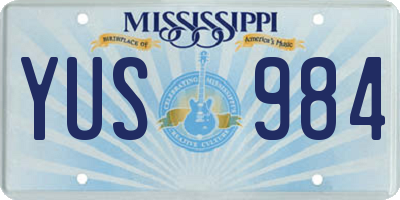 MS license plate YUS984