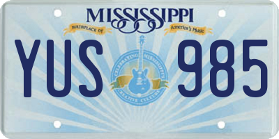 MS license plate YUS985