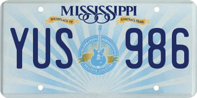 MS license plate YUS986