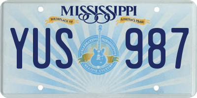 MS license plate YUS987