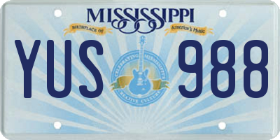 MS license plate YUS988