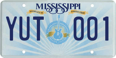 MS license plate YUT001