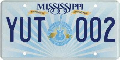 MS license plate YUT002