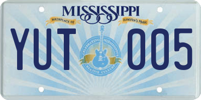 MS license plate YUT005
