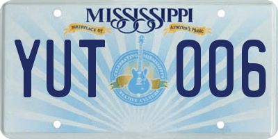 MS license plate YUT006