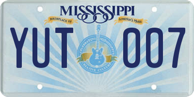 MS license plate YUT007