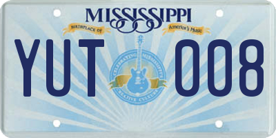 MS license plate YUT008