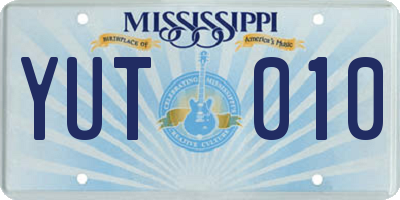 MS license plate YUT010