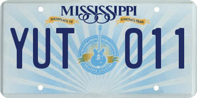 MS license plate YUT011