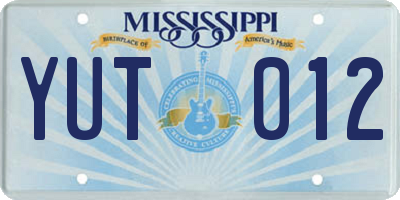 MS license plate YUT012
