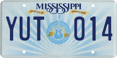 MS license plate YUT014