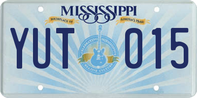MS license plate YUT015
