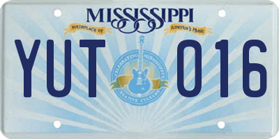 MS license plate YUT016
