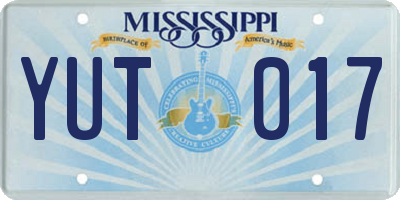 MS license plate YUT017