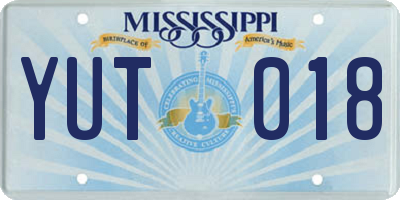 MS license plate YUT018
