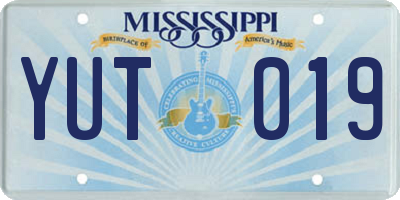 MS license plate YUT019