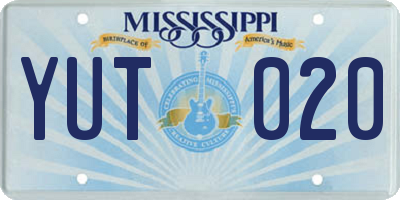 MS license plate YUT020