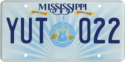 MS license plate YUT022
