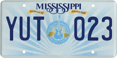 MS license plate YUT023