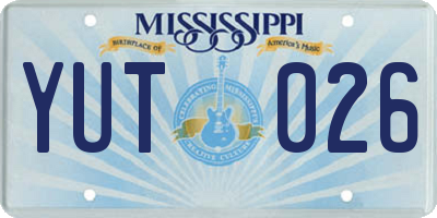 MS license plate YUT026