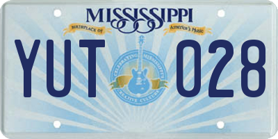 MS license plate YUT028