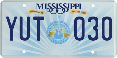 MS license plate YUT030