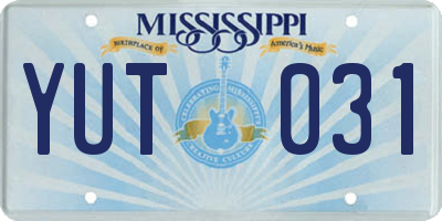 MS license plate YUT031
