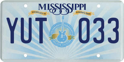 MS license plate YUT033