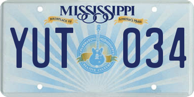 MS license plate YUT034