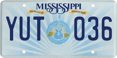 MS license plate YUT036