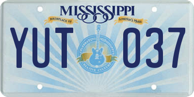 MS license plate YUT037