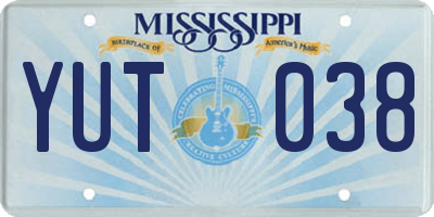 MS license plate YUT038