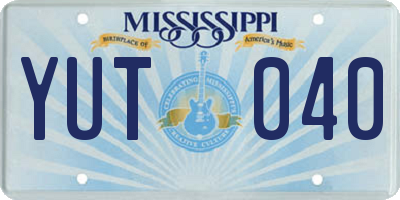 MS license plate YUT040