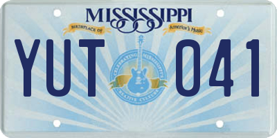 MS license plate YUT041