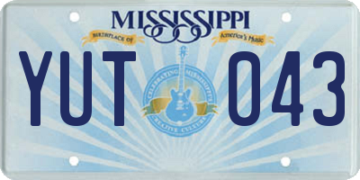 MS license plate YUT043