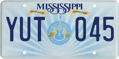 MS license plate YUT045
